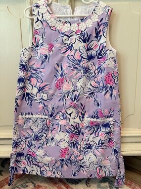 Lilly Pulitzer Lilac Floral Sleeveless Shift Dress with Pink & Navy Accents